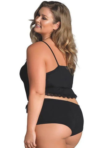 Leg Avenue - PLUS SIZE Σετ - Jersey cami and boyshorts Μαύρο LG8877 - E-string.gr