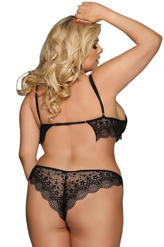 Subblime - Plus Size Σετ Εσώρουχα - Subblime Bra and Panties Μαύρο S-220736 - E-string.gr