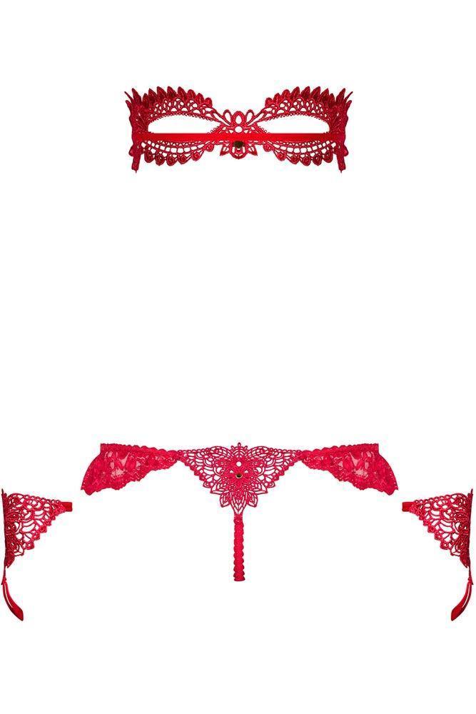 Obsessive - Γυναικείο σετ εσωρούχων - Obsessive Hetea 3 pcs set Κόκκινο OB4373 - E-string.gr