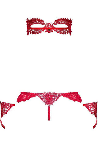 Obsessive - Γυναικείο σετ εσωρούχων - Obsessive Hetea 3 pcs set Κόκκινο OB4373 - E-string.gr