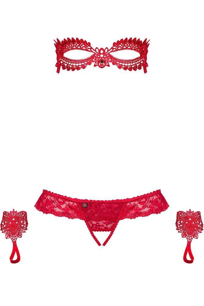 Obsessive - Γυναικείο σετ εσωρούχων - Obsessive Hetea 3 pcs set Κόκκινο OB4373 - E-string.gr