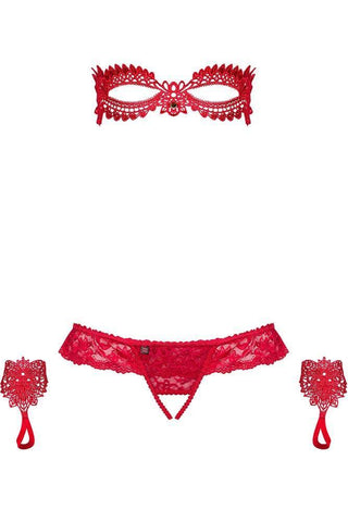Obsessive - Γυναικείο σετ εσωρούχων - Obsessive Hetea 3 pcs set Κόκκινο OB4373 - E-string.gr