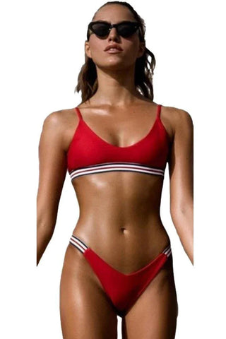 AnnaMu - Sexy String Μαγιό - Set Bikini Κόκκινο YN210517 - E-string.gr