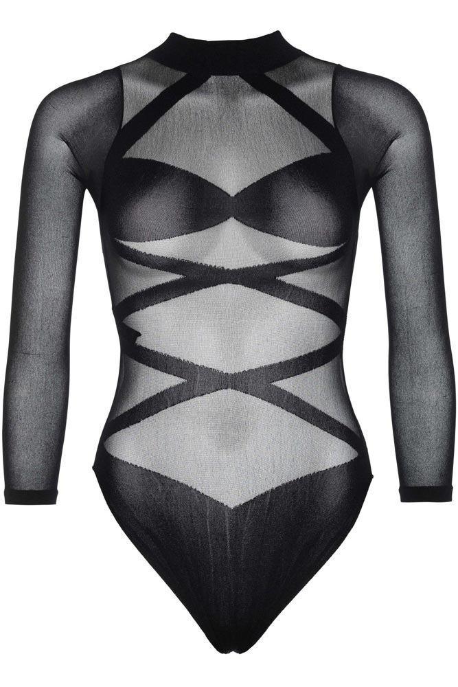 Leg Avenue - Κορμάκι - Sheer Body With Opaque Criss Cross LG8471 - E-string.gr