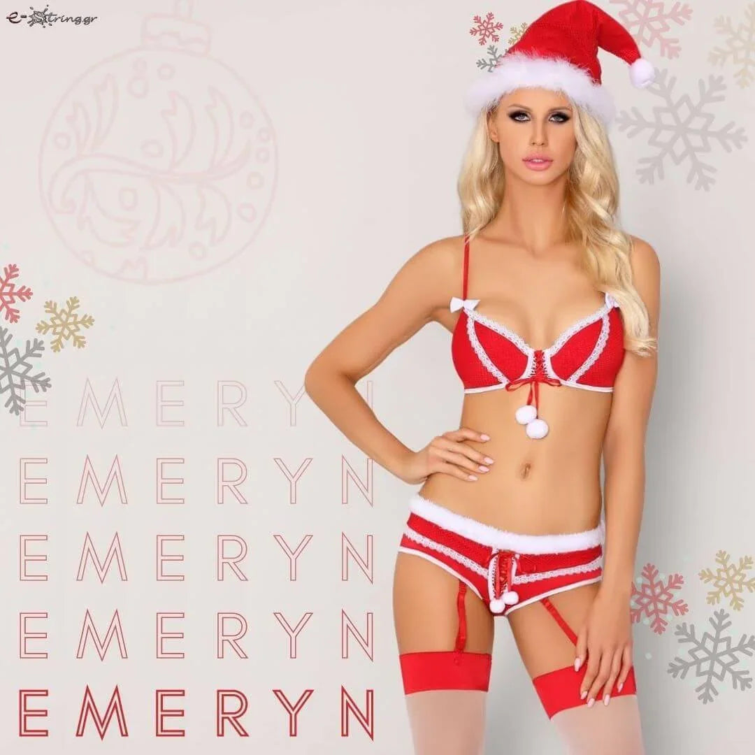 Livco Corsetti - Γυναικεία στολή - Livco Emeryn Set 4 pcs Κόκκινη LC20065 - E-string.gr