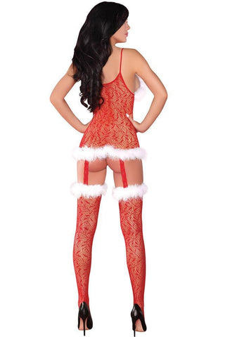Livco Corsetti - Γυναικείο Ολόσωμο καλσόν στολή - Livco Catriona Bodystocking Κόκκινο LC20134 - E-string.gr