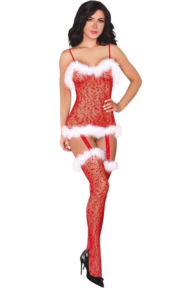 Livco Corsetti - Γυναικείο Ολόσωμο καλσόν στολή - Livco Catriona Bodystocking Κόκκινο LC20134 - E-string.gr