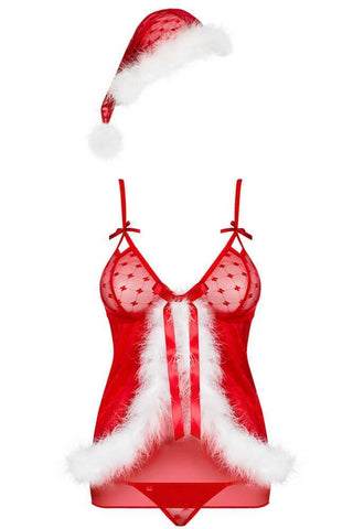 Obsessive - Γυναικεία στολή - Obsessive Santacutie Babydoll OB1373 - E-string.gr