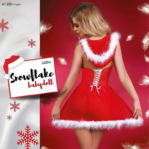 Livco Corsetti - Γυναικεία στολή Babydoll - Livco Snowflake κόκκινη LC20068 - E-string.gr
