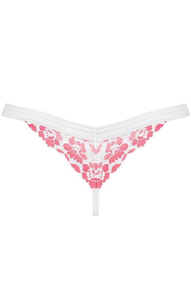 Obsessive - Γυναικείο τριγωνάκι String - Obssesive Bloomys thong Λευκό Ροζ OB6420 - E-string.gr
