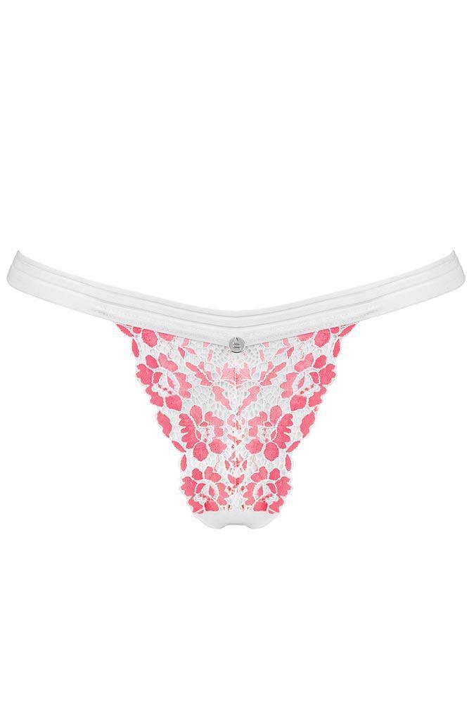 Obsessive - Γυναικείο τριγωνάκι String - Obssesive Bloomys thong Λευκό Ροζ OB6420 - E-string.gr