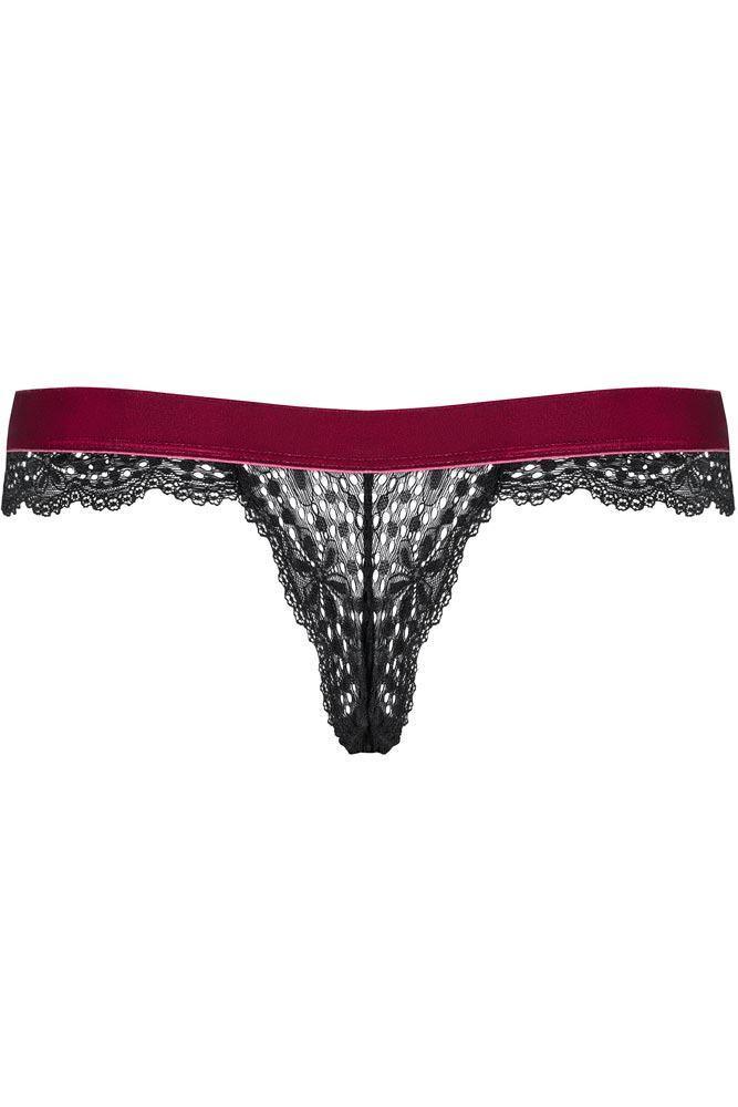 Obsessive - Γυναικείο εσώρουχο - Obsessive Rossita thong Μαύρο-μπορντό OB9170 - E-string.gr