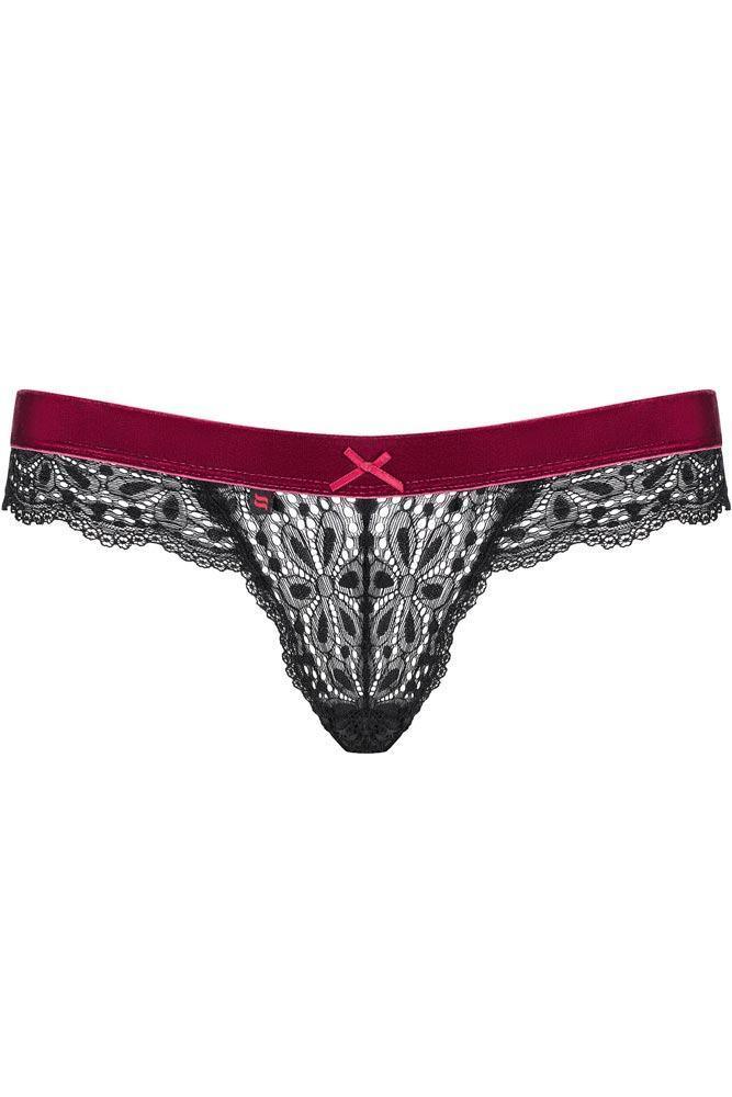 Obsessive - Γυναικείο εσώρουχο - Obsessive Rossita thong Μαύρο-μπορντό OB9170 - E-string.gr