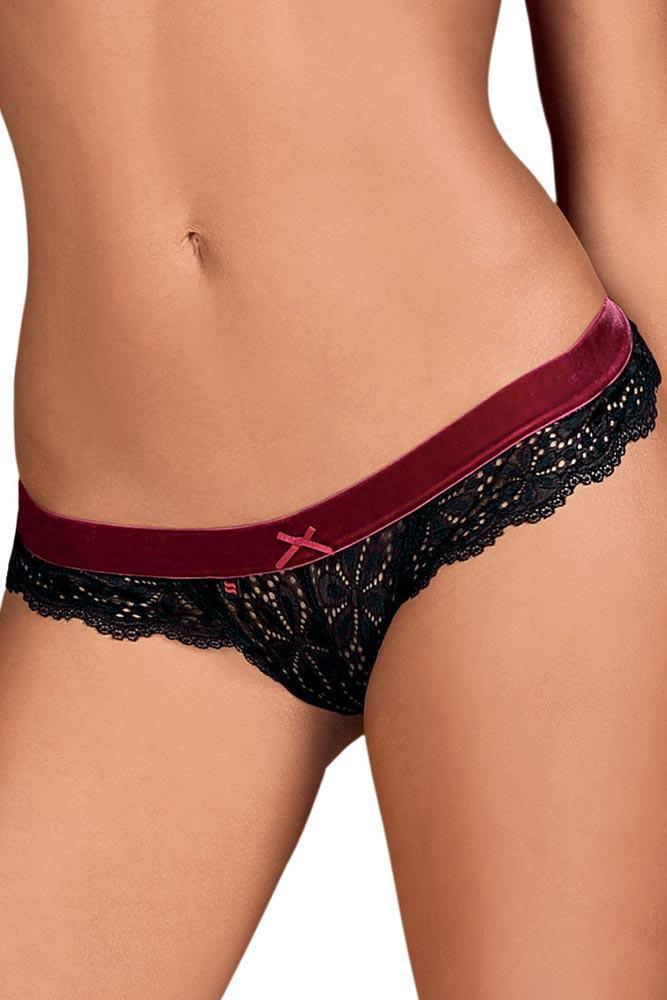 Obsessive - Γυναικείο εσώρουχο - Obsessive Rossita thong Μαύρο-μπορντό OB9170 - E-string.gr