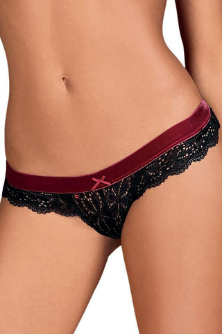 Obsessive - Γυναικείο εσώρουχο - Obsessive Rossita thong Μαύρο-μπορντό OB9170 - E-string.gr