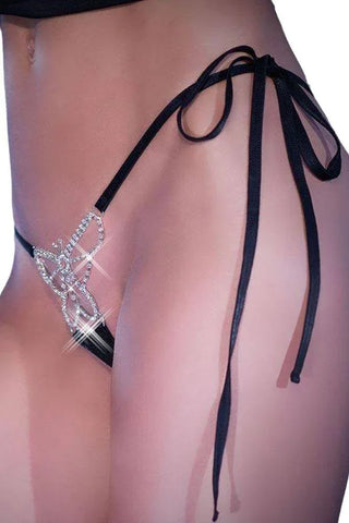 Chilirose - Εσώρουχο με κόσμημα - Chilirose Mini Jewel Thong Μαύρο CR-4247 - E-string.gr