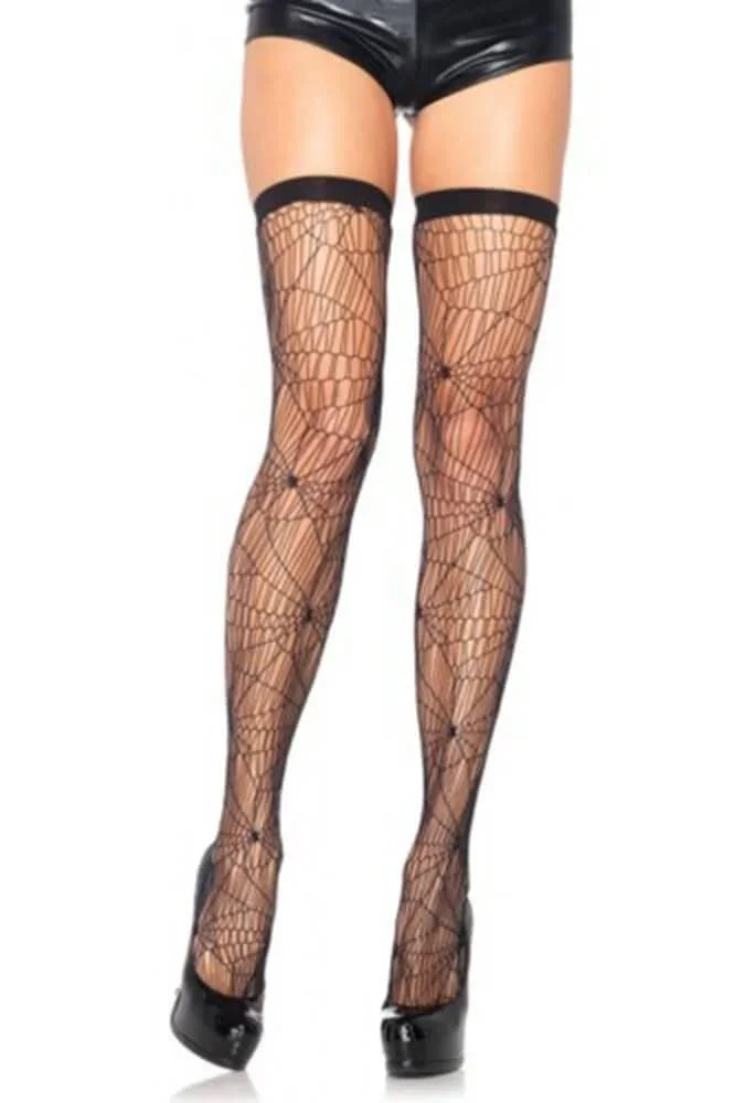 Leg Avenue - Κάλτσες - THIGH HIGHS WITH SPIDER WEB PATTERN LG6322 - E-string.gr