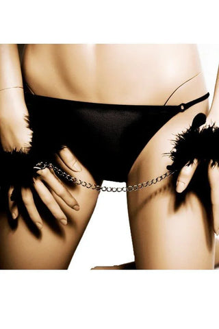 BIJOUX INDISCRETS - Χειροπέδες - Feather Handcuffs Μαύρες S4F05669 - E-string.gr