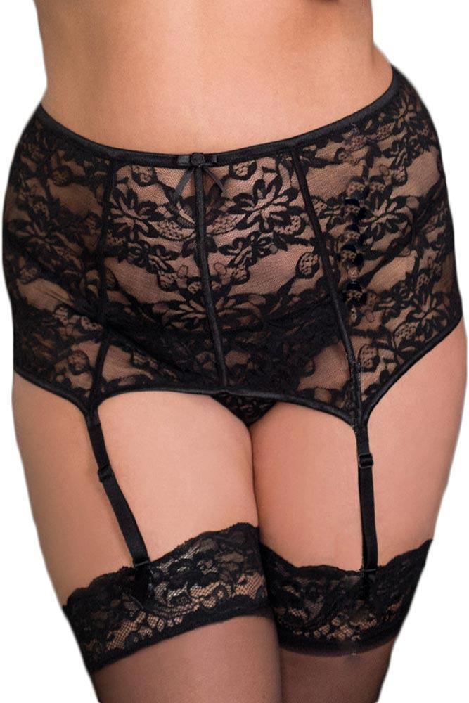 Softland - Γυναικεία ζαρτιέρα μεγάλο μέγεθος - Softline Black Wide Garter Belt SFL-3320-Black - E-string.gr