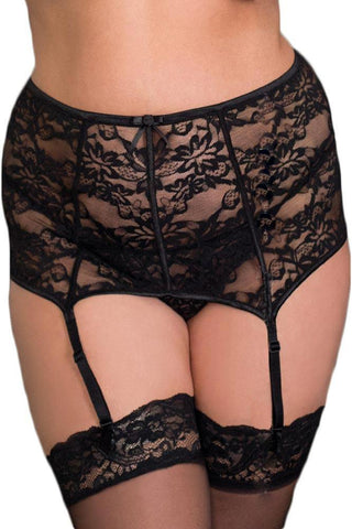 Softland - Γυναικεία ζαρτιέρα μεγάλο μέγεθος - Softline Black Wide Garter Belt SFL-3320-Black - E-string.gr