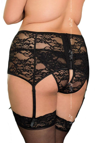 Softland - Γυναικεία ζαρτιέρα μεγάλο μέγεθος - Softline Black Wide Garter Belt SFL-3320-Black - E-string.gr