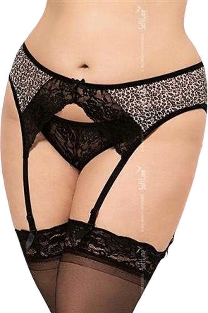 Softland - Γυναικεία ζαρτιέρα μεγάλο μέγεθος - Softline Garter Belt Λεοπάρ SFL-3321-Leo - E-string.gr